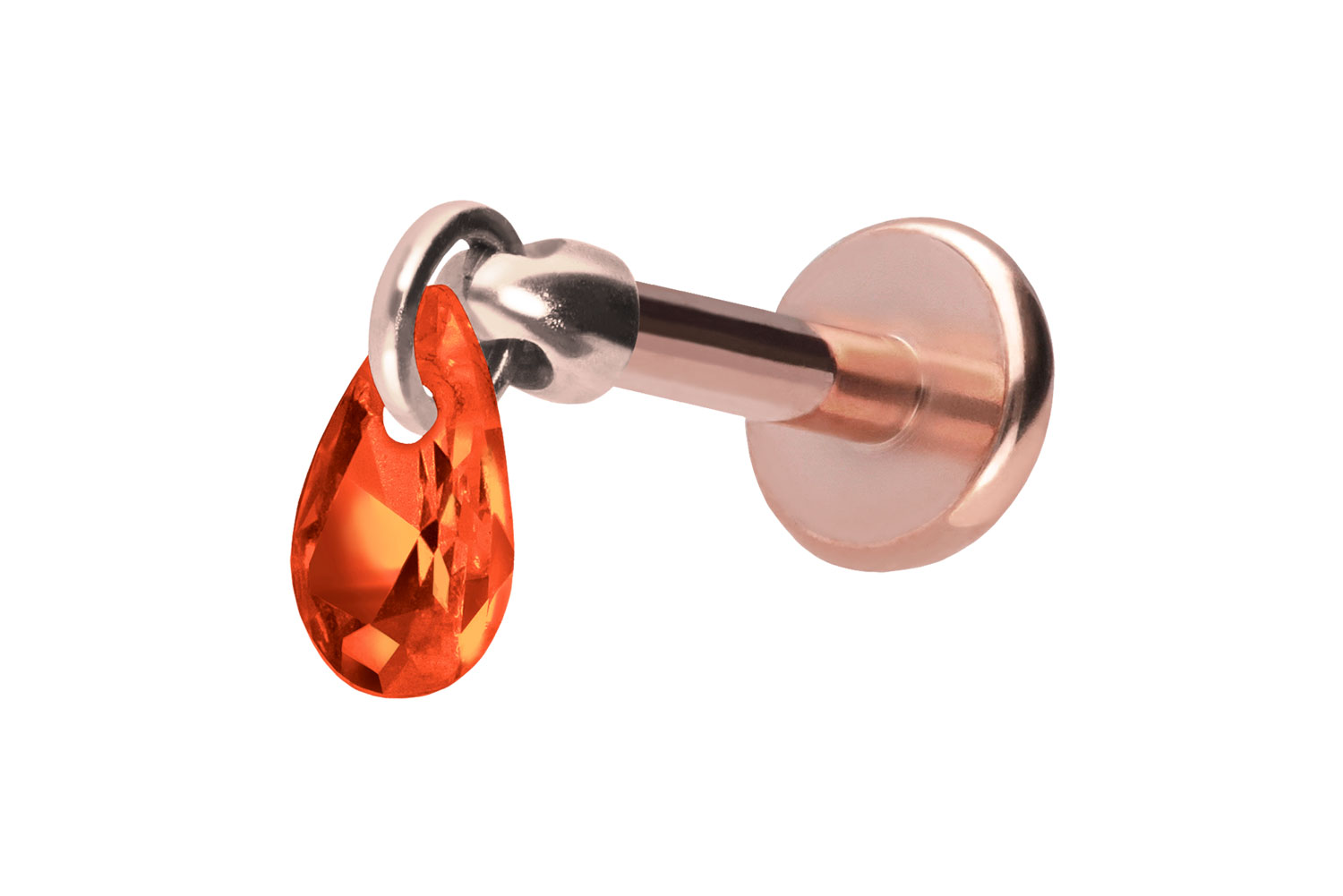 Titan Labret Piercing mit Push Fit KRISTALLTROPFEN